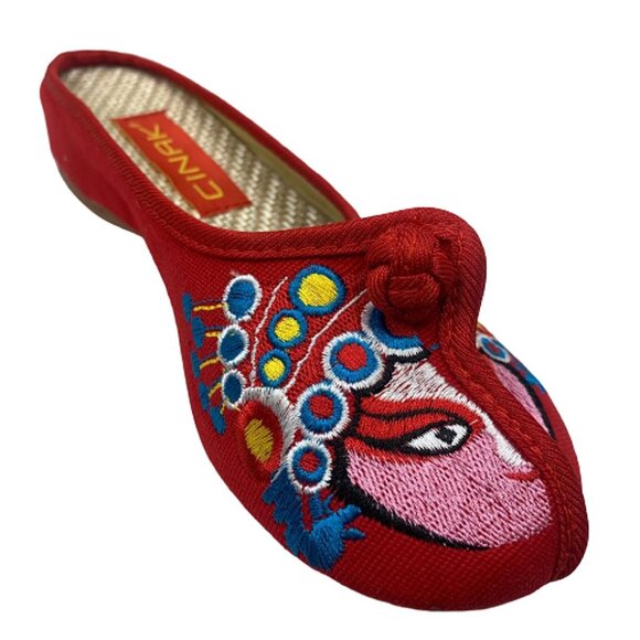 Women's Backless Embroidered Owls Print Chinese Style Slip-on Flat Slippers - Picture 5 of 8